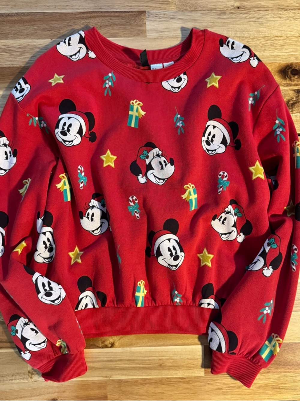 H&M- Red Mickey Mouse Holiday Sweatshirt